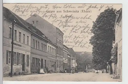 (88502) AK Gruss aus Schweinitz (Elster), Markt 1911