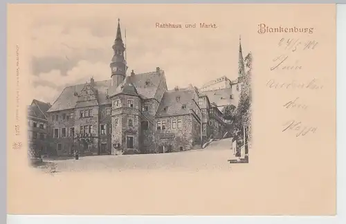 (85378) AK Blankenburg, Rathaus und Markt 1900