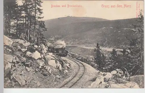 (84233) AK Gruß aus d. Harz, Brocken, Brockenbahn, vor 1945