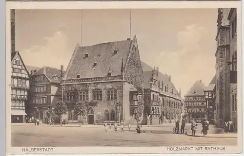 (84221) AK Halberstadt, Holzmarkt, Rathaus, aus Leporello, vor 1945