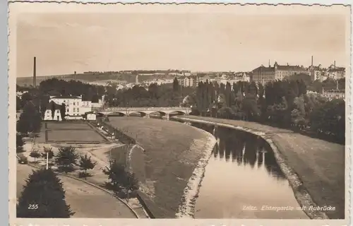 (81623) Foto AK Zeitz, Elsterpartie mit Aubrücke, 1939