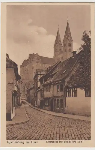 (80421) AK Quedlinburg, Rittergasse, Schloss, St. Servatius, vor 1945