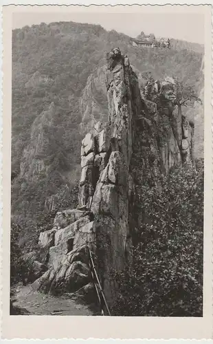 (80047) Foto AK Bodetal im Harz, Blick zum Berghotel Roßtrappe, 1961