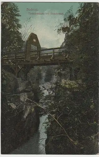 (80044) AK Bodetal im Harz, Teufelsbrücke mit Bodekessel, vor 1945