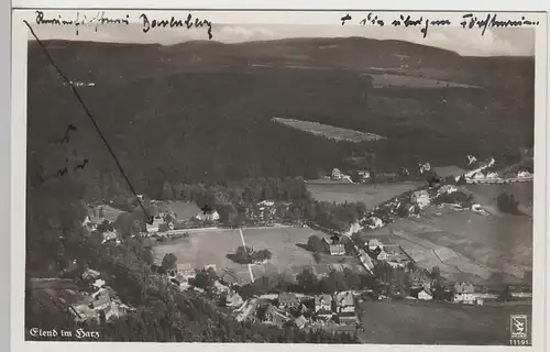 (78671) Foto AK Elend, Harz, Panorama, Luftbild 1933-45