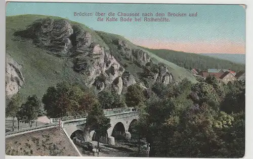 (78609) AK Rothehütte, Harz, Kalte Bode, Brücke, vor 1945