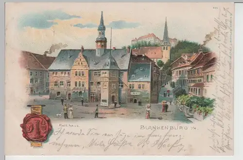 (76217) AK Blankenburg, Harz, Rathaus, St. Bartholomäus, gel. 1909