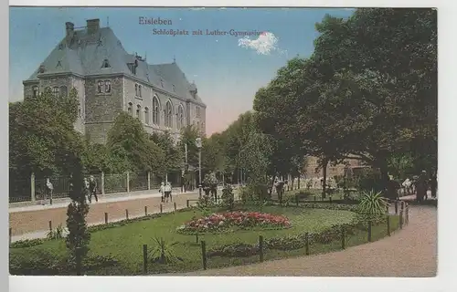 (73577) AK Eisleben, Schlossplatz, Luther Gymnasium 1916
