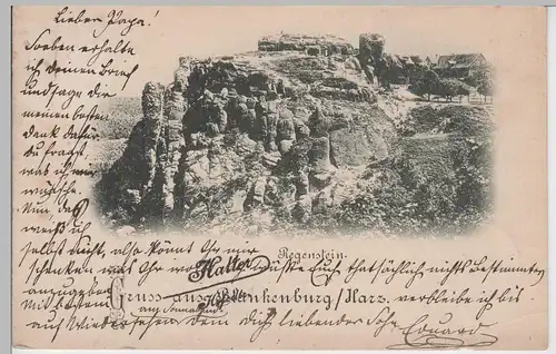 (73374) AK Gruß aus Blankenburg, Harz, Burg Regenstein 1897