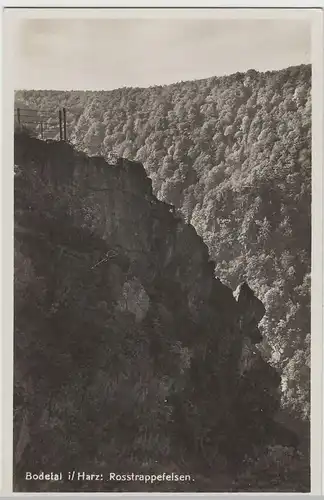 (72507) Foto AK Bodetal im Harz, Rosstrappefelsen, 1932