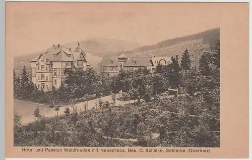 (72372) AK Schierke, Harz, Hotel Waldfrieden, vor 1945