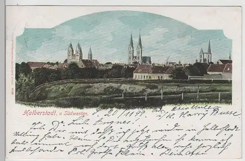 (70812) AK Halberstadt, Panorama von Südwesten 1899