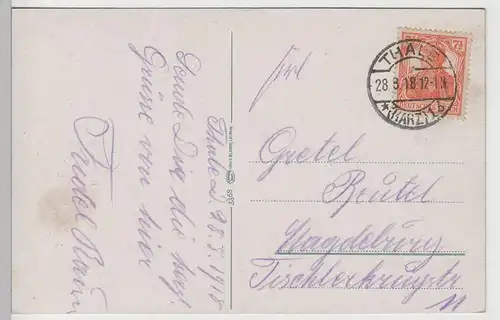 (70755) AK Bodetal, Hotel Zur Rosstrappe mit Bülows Höhe, 1918