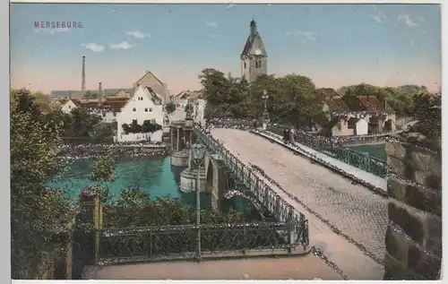 (70575) AK Merseburg, Brücke ü.d. Saale, mit Glitzer-Effekt, vor 1920
