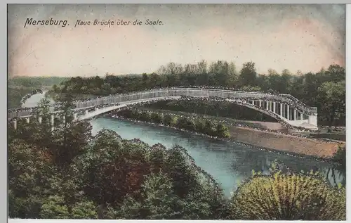 (70574) AK Merseburg, Neue Brücke ü.d. Saale, mit Glitzer-Effekt, vor 1920