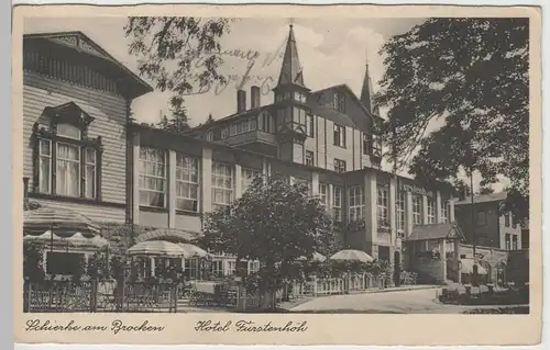 (64565) AK Schierke, Harz, Hotel Fürstenhöhe, Sonderstempel 1939
