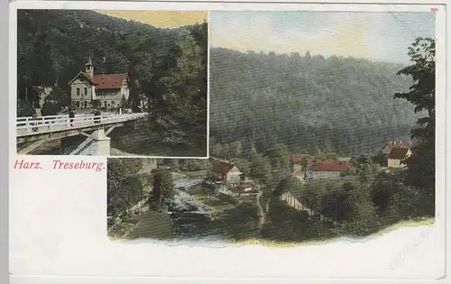 (64536) AK Treseburg, Harz, Ortsansichten mit Kirche, bis um 1905
