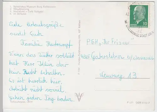 (60894) AK Gruß aus dem Selketal, Mehrbildkarte 1971