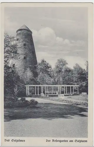 (58383) AK Bad Salzelmen, Rosengarten am Salzturm 1939