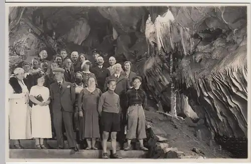 (52873) Foto AK Rübeland, Harz, Baumannshöhle, Gruppenbild, vor 1945