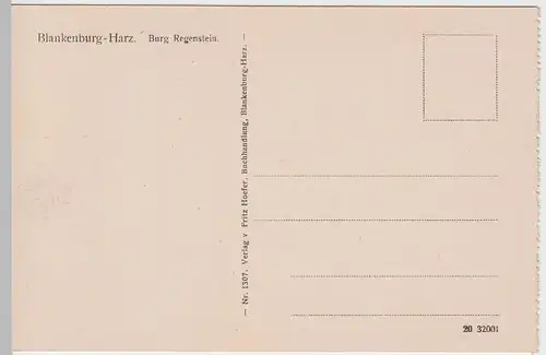 (53200) AK Blankenburg am Harz, Burg Regenstein, Kapelle, vor 1945