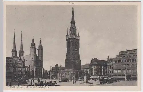 (52487) AK Halle, Saale, Marktplatz, Marktkirche, Roter Turm , vor 1945