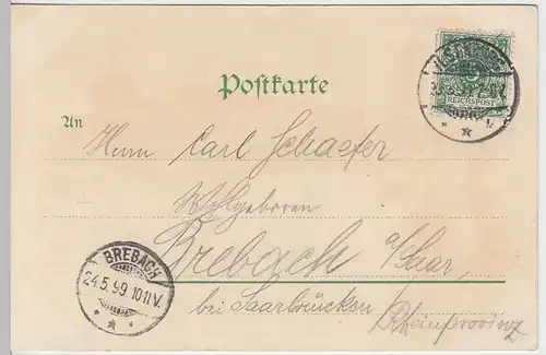 (31418) AK Gruss vom Brocken, Brocken-Hotel Louis Brünning, Litho 1899