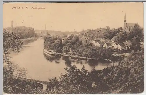 (30430) AK Halle (Saale), Saalepartie, Feldpost 1915