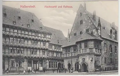 (24154) AK Halberstadt, Fischmarkt, Rathaus, um 1906