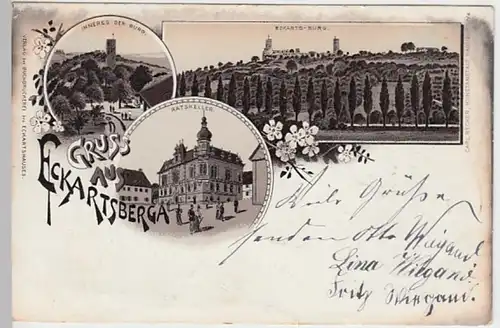 (24103) AK Gruß aus Eckartsberga, Burg, Ratskeller Litho 1900