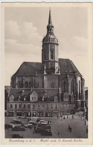 (114149) AK Naumburg, Saale, Markt, St. Wenzel Kirche, Geschäfte, vor 1945