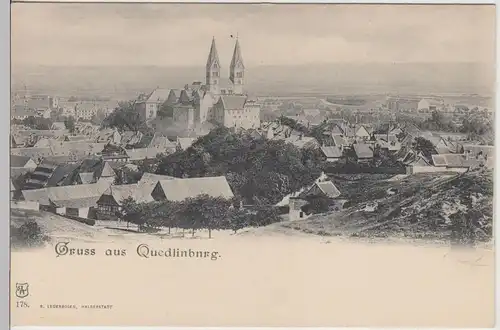 (113024) AK Gruss aus Quedlinburg, Totale um 1900