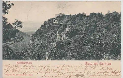 (112889) AK Gruss aus dem Harz, Hexentanzplatz 1903