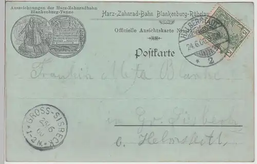 (112428) AK Brücke über d. Kalte Bode bei Rothehütte, Mondscheinkarte 1900