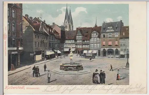 (112427) AK Halberstadt, Holzmarkt, gelaufen 1906
