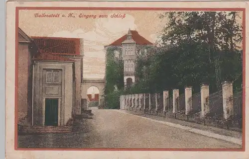 (112093) AK Ballenstedt, Eingang zum Schloss 1919