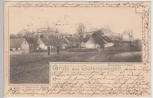 (112021) AK Gruss aus Gutenswegen, Blick zum Gemeindehaus 1900