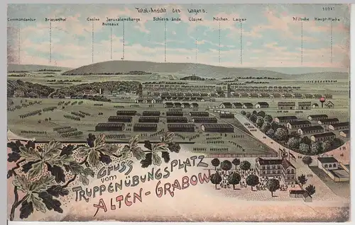 (111756) Künstler AK Gruß vom Truppenübungsplatz Altengrabow, Panorama 1908