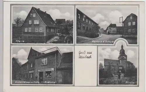 (110887) AK Gruß aus Utenbach, Pfarre, Kolonialwarenhandel, Schule, 1944