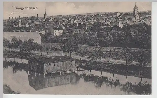 (109393) AK Sangerhausen, Panorama, Bootshaus, Feldpost 1917