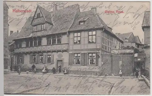 (108342) AK Halberstadt, Gleims Haus, Bau- u. Möbeltischlerei Schulze 1908