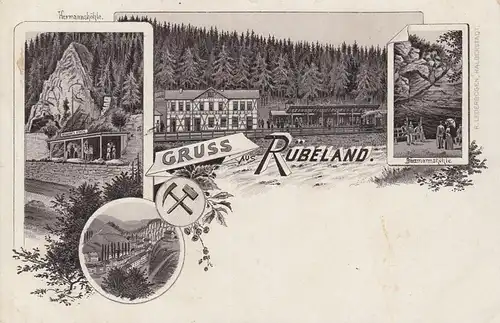 (107925) AK Gruß aus Rübeland, Hermannshöhle, Baumannshöhle, bis 1905