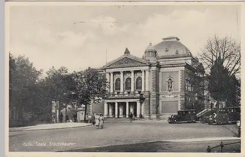 (106907) AK Halle, Saale, Stadttheater, Litfaßsäule, Automobile 1931