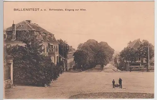 (106841) AK Ballenstedt, Schlossplatz, Eingang zur Allee, Bahnpost 1910