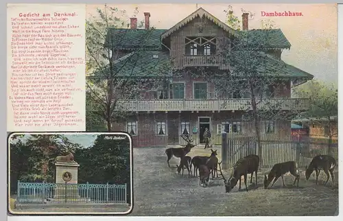 (106473) AK Dambachhaus, Bodetal, Pfeils Denkmal, um 1910