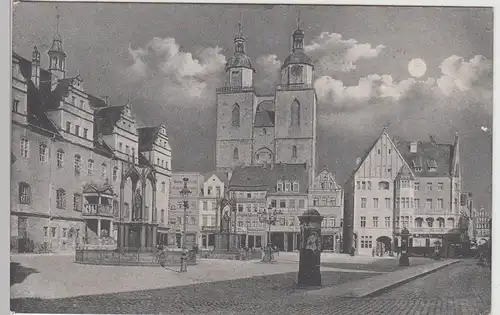 (105244) AK Lutherstadt Wittenberg, Markt, Stadtkirche, Litfaßsäule, vor 1945