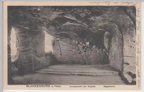 (105186) AK Blankenburg, Harz, Burg Regenstein, Kapelle, Inneres 1925