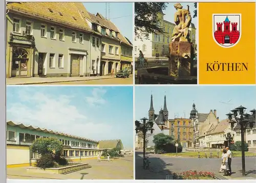 (102820) AK Köthen, Anhalt, Mehrbildkarte, Alte Apotheke, Neptunbrunnen, Schwimm