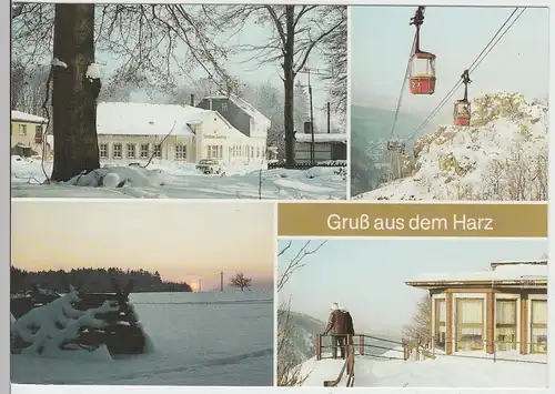 (102686) AK Harz, Mehrbild, Forsthaus Auerberg, Hexentanzplatz, Wintermotiv 1988