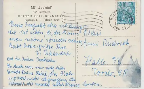 (101139) Foto AK Bernburg, Saale, Schloss, MS Saaletal 1957